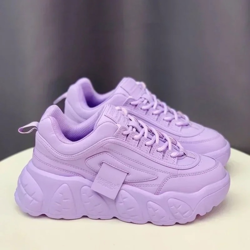 Women Sneakers 2024 New Trend Pink White Purple Chunky Sneakers Women Casual Sho
